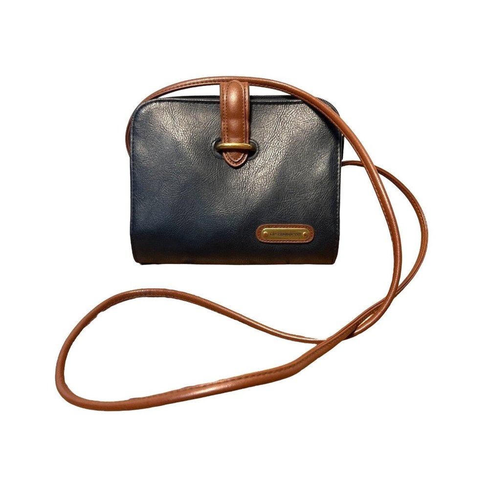 Vintage Liz Claiborne Accessories Crossbody Bag Navy Brown Utilitarian Crossbody